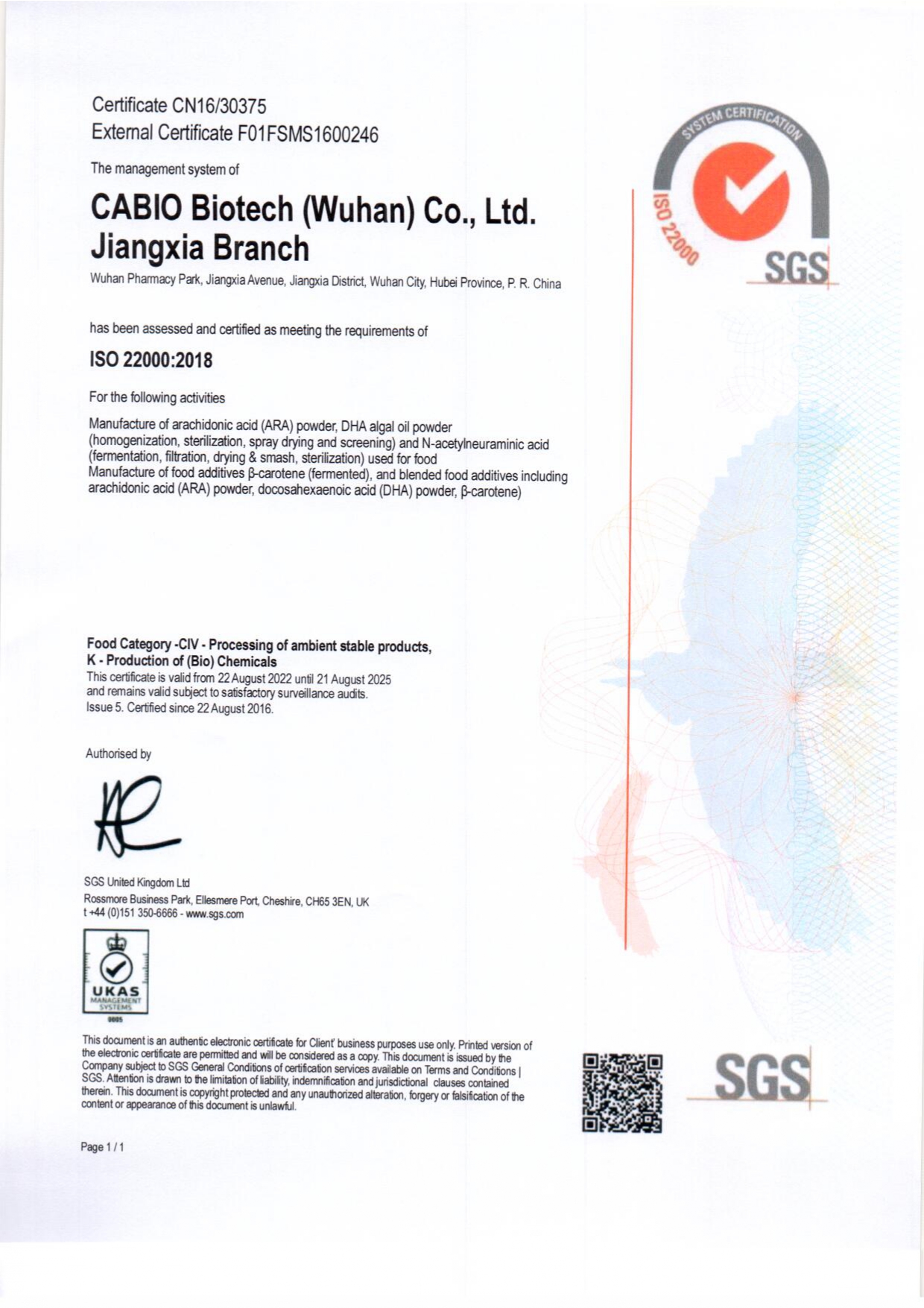 ISO 22000-SGS